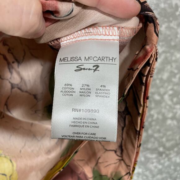 Melissa McCarthy Seven7 NWT Pink Floral Skimmer Top - Size Large - Pleated Back - Picture 7 of 8